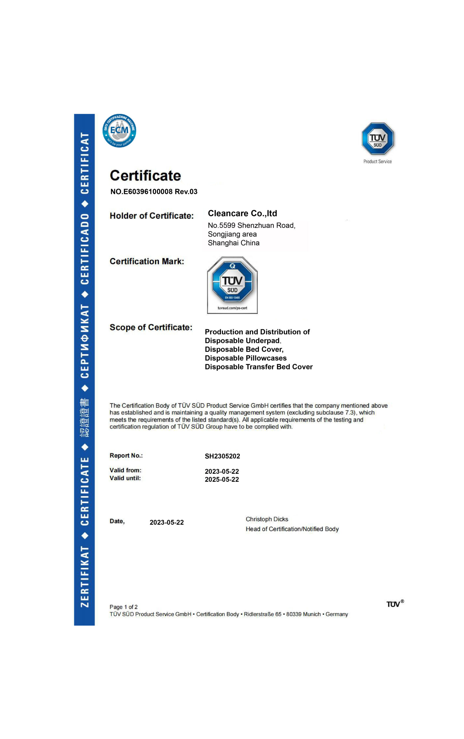 CleanCare Medical CZ Factory and Certification